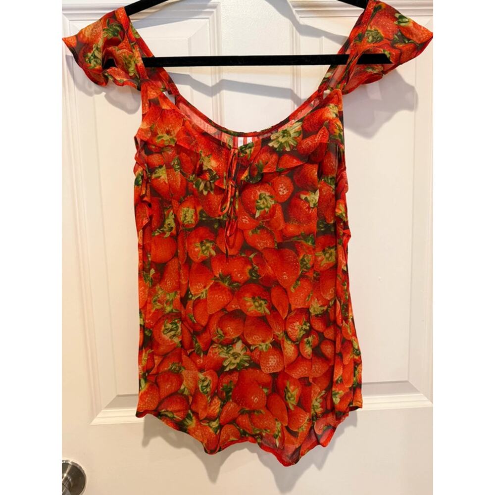 Anthropologie strawberry print cami top